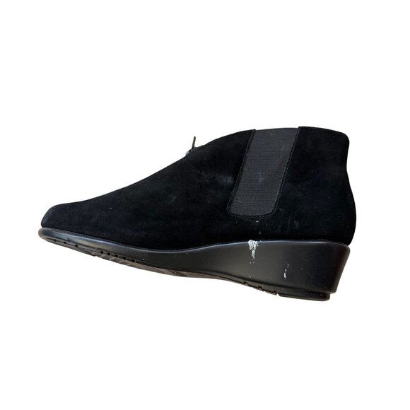 AEROSOLES Black Suede Zip Wedge Booties Ankle Boots Size 6.5 - Picture 8 of 8